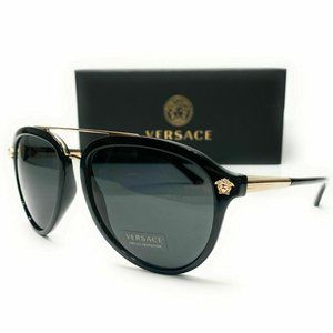 SALE! Versace Men's Pilot Gold/Black Sungl…
